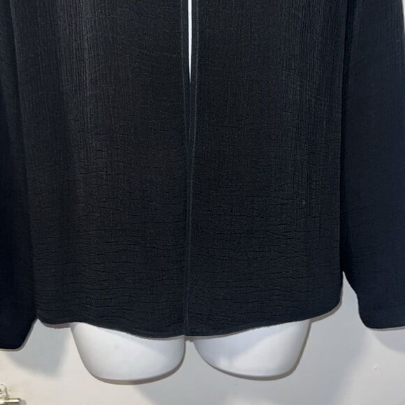 EILEEN FISHER Black Rayon and Silk Stand Collar Magnetic Button Jacket-S - Picture 3 of 8